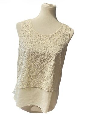 Ivory Lace Overlay Sleeveless Top